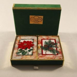 Congress Playing Cards Christmas Poinsettia & Pinecones